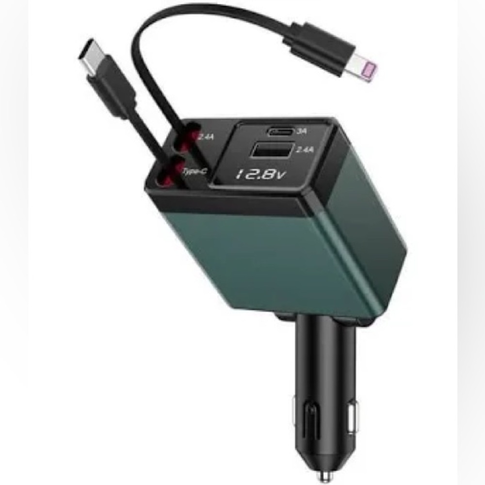 NEXPOW Retractable 4-in-1 Fast Charge 120W Adjustable Car Charger Adapter NWT